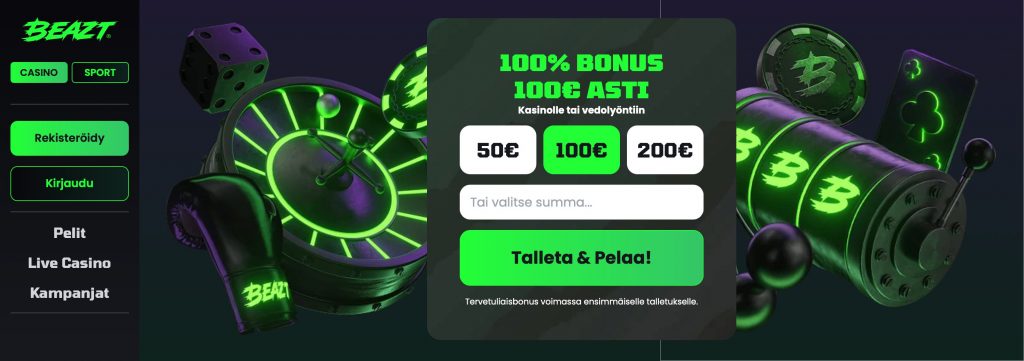 Beatz-niminen Maltan nettikasino ja sen etusivu.