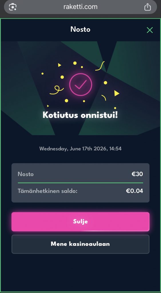 30 euron kotiuttaminen ulkomaiselta nettikasinolta