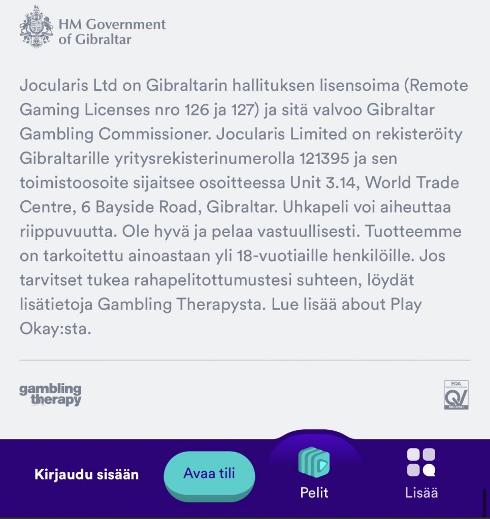 Casumon Gibraltarin pelilisenssi