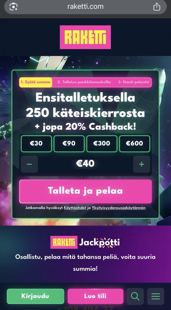 Ulkomainen nettikasino ja sen etusivu
