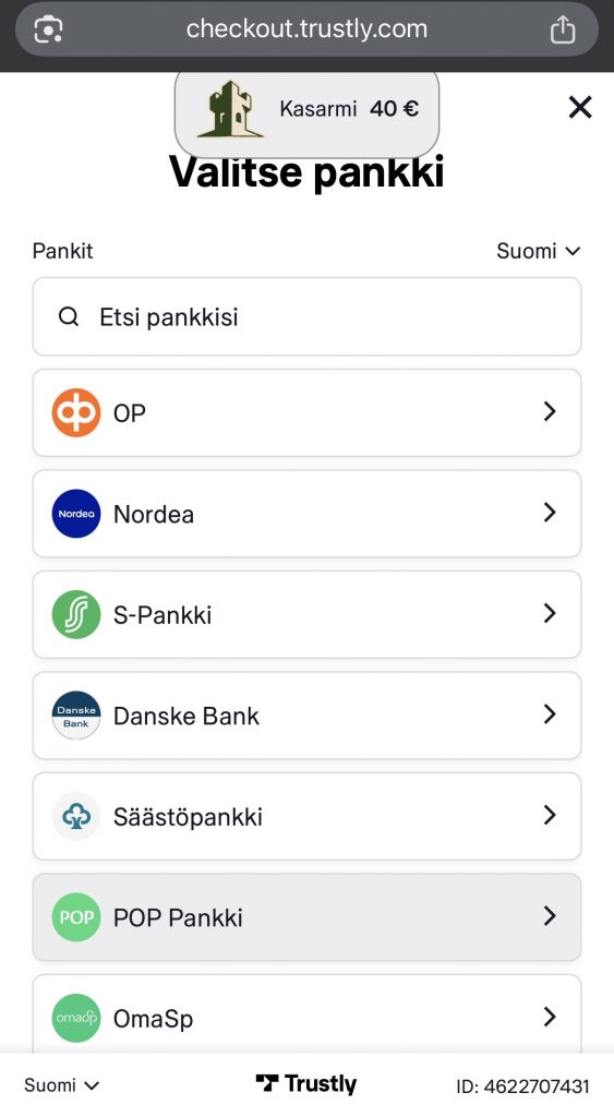 EMTA Pay N Play kasinon yhteistyöpankit